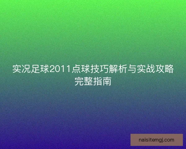 实况足球2011点球技巧解析与实战攻略完整指南