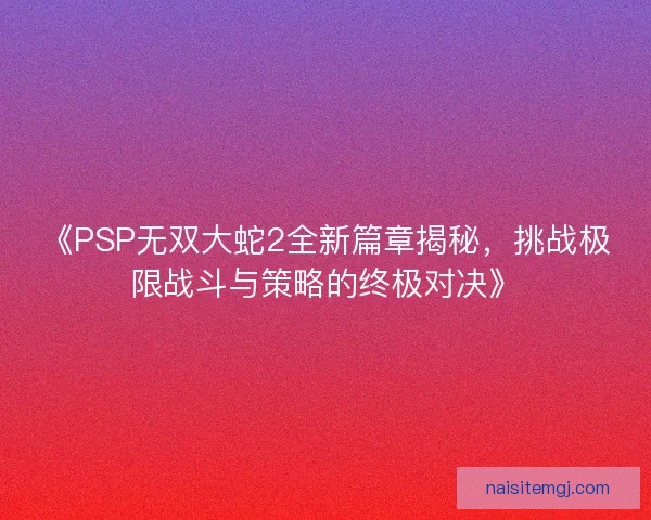 《PSP无双大蛇2全新篇章揭秘，挑战极限战斗与策略的终极对决》