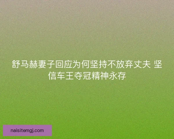 舒马赫妻子回应为何坚持不放弃丈夫 坚信车王夺冠精神永存 舒马赫妻子回应为何坚持不放弃丈夫 坚信车王夺冠精神永存