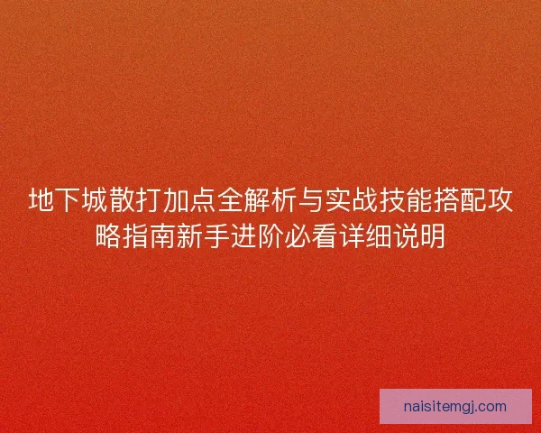 地下城散打加点全解析与实战技能搭配攻略指南新手进阶必看详细说明 地下城散打加点全解析与实战技能搭配攻略指南新手进阶必看详细说明
